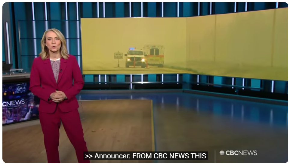 Captura de pantalla de un noticiero de TV con subtítulos descriptivos activados